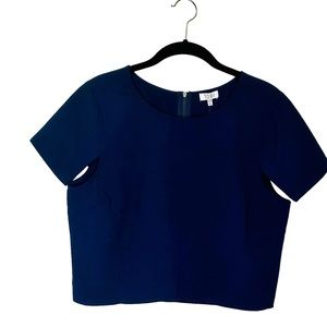 Tobi Navy blue crop top with cut out sleeves. Size Large. NWT.